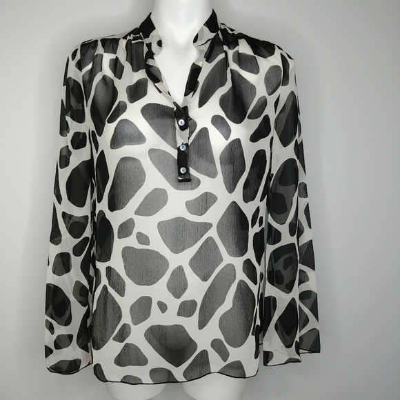 Talbots Tops - Talbots Silk black and white animal print top 8